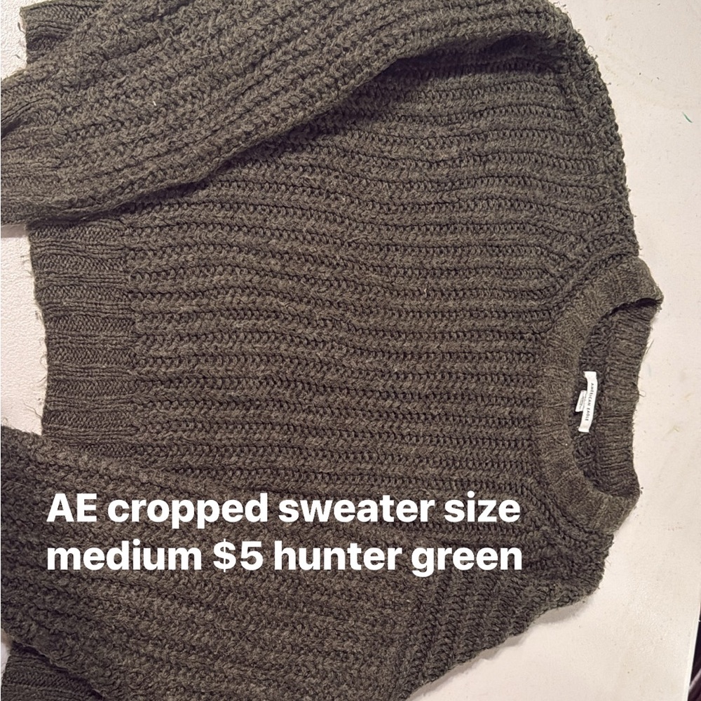 American Eagle Outfitters Hunter Green Cropped Sweater